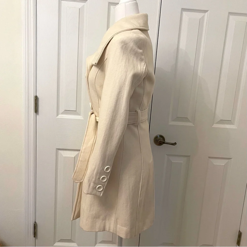 Guess Cream Winter White Long Belted Trench Coat - Picture 7 of 14